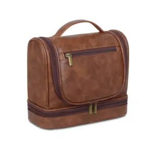 Trousse de toilette en cuir PU noire, vue générale