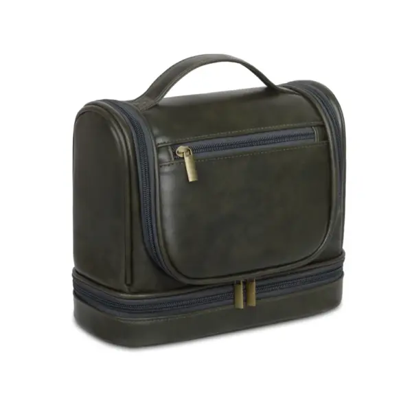 Trousse de toilette en cuir PU noire, vue générale - Vue 7