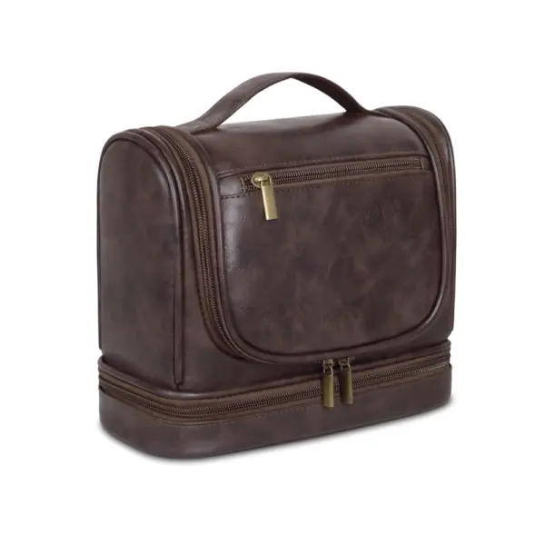 Trousse de toilette en cuir PU noire, vue générale - Vue 5