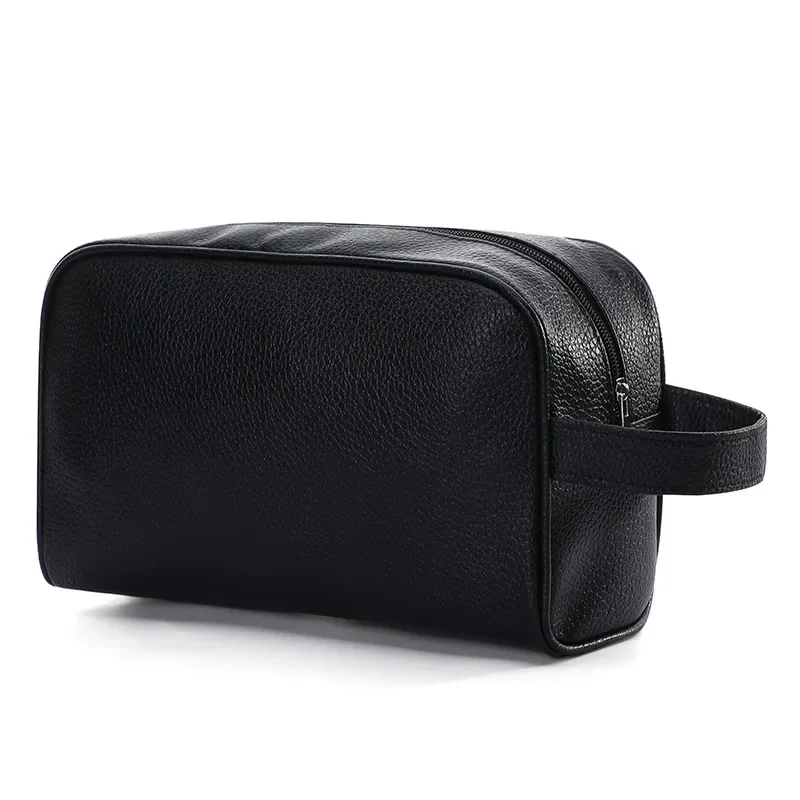 Trousse toilette masculine rectangulaire en cuir PU avec fermeture éclair