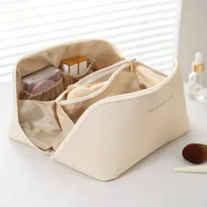Trousse de toilette maquillage organisateur luxe en simili cuir