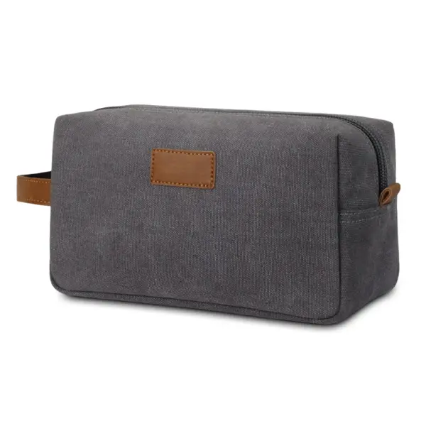 Trousse de toilette en toile noire avec fermeture éclair solide - Vue 4