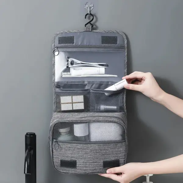 Trousse de toilette organisateur en polyester imperméable avec système de suspension