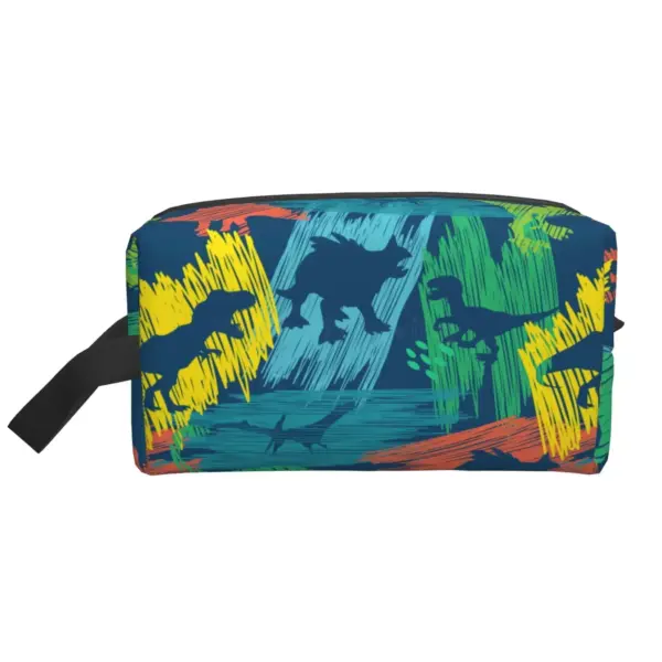 Détail de la fermeture éclair solide et fluide de la trousse dinosaure