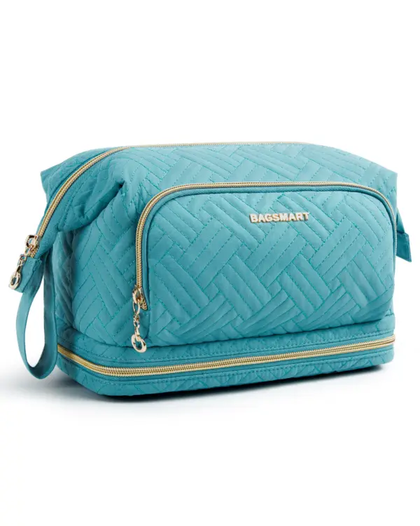 Détail compartiment pinceaux avec 8 boucles élastiques trousse toilette double niveau