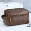 Trousse de toilette en cuir noir avec fermeture zippée