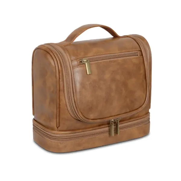 Trousse de toilette en cuir PU noire, vue générale - Vue 6