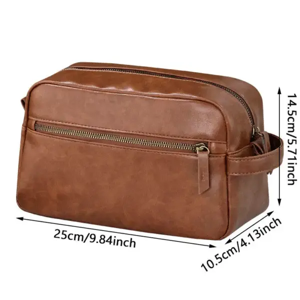 Trousse de toilette en cuir noir avec fermeture zippée